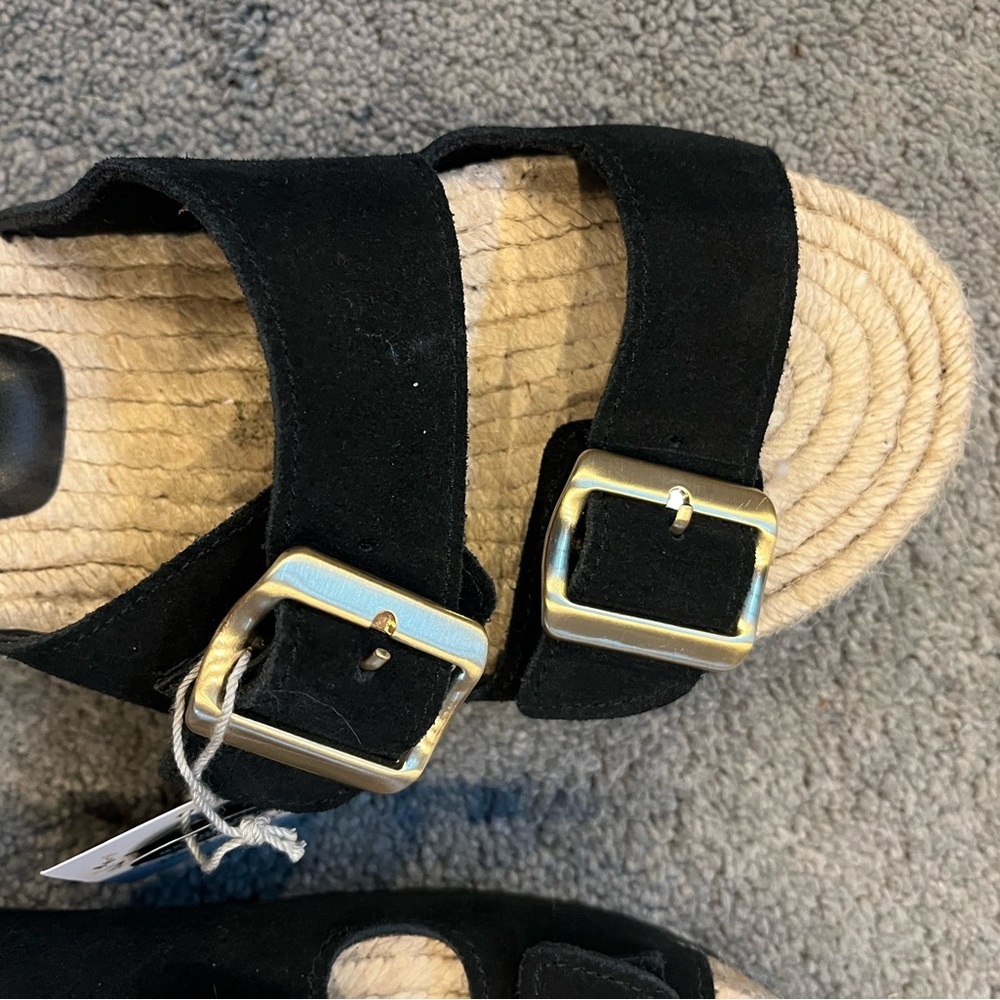 Haute Hippie Black Sandals with Gold Buckles NWT - Picture 6 of 13
